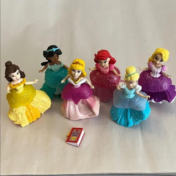 Disney Glitter Princess Doll Set in Yellow, Teal, Pink, Red, Blue, Purple - Picture 1 of 3